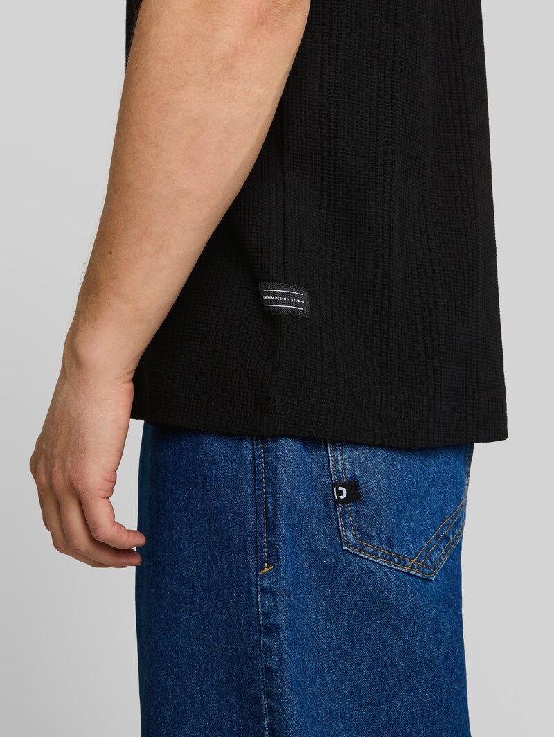 Tom Tailor T-Shirt mit Waffelstruktur - Black