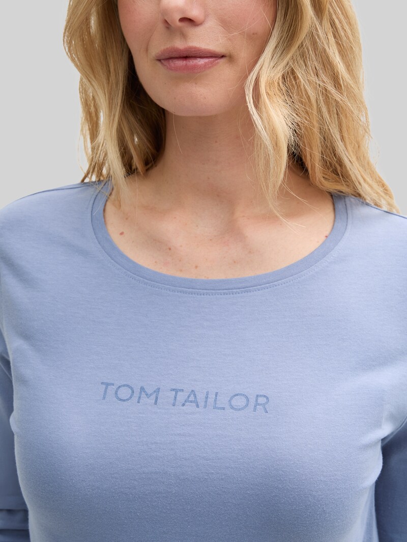 Tom Tailor Pyjama-Set mit Punktemuster und Logo-Print - Blau-mittel-punkte