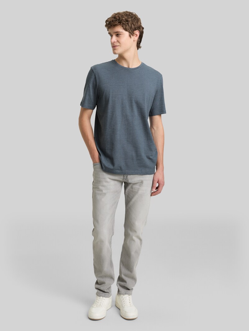 Tom Tailor T-Shirt in Melange-Optik - Urban Medium Grey Melange