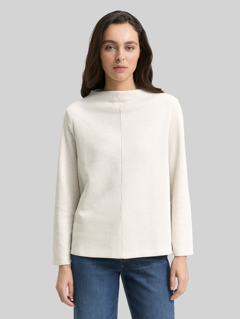 Tom Tailor Sweatshirt mit Stehkragen - Sand Stone Beige Melange Tom Tailor Sweatshirt mit Stehkragen - Sand Stone Beige Melange
