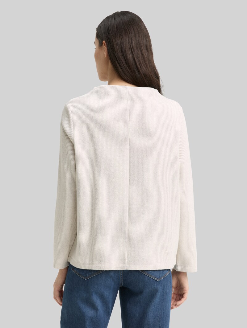 Tom Tailor Sweatshirt mit Stehkragen - Sand Stone Beige Melange
