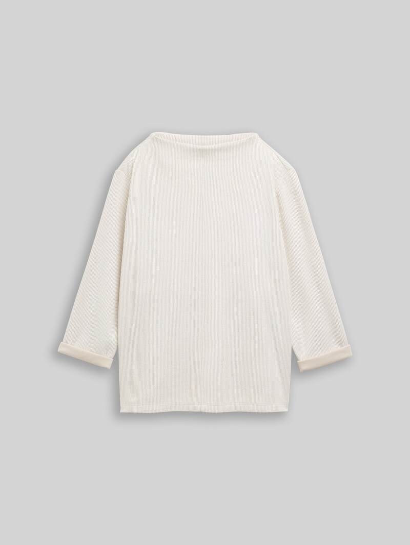Tom Tailor Sweatshirt mit Stehkragen - Sand Stone Beige Melange