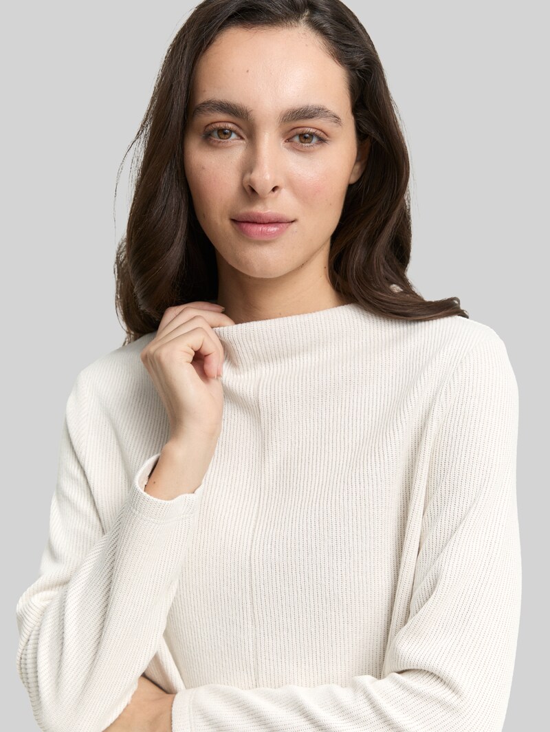 Tom Tailor Sweatshirt mit Stehkragen - Sand Stone Beige Melange