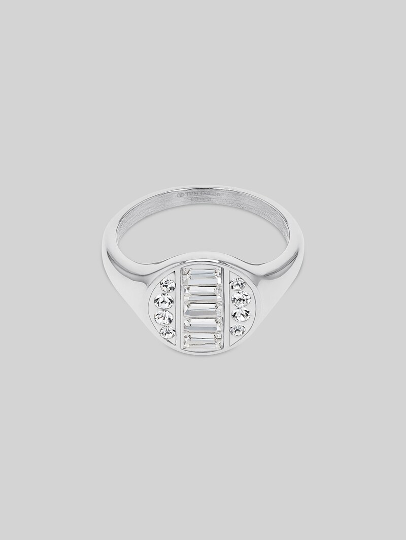 Tom Tailor Ring aus Edelstahl - Stein Preciosa weiß - Silver
