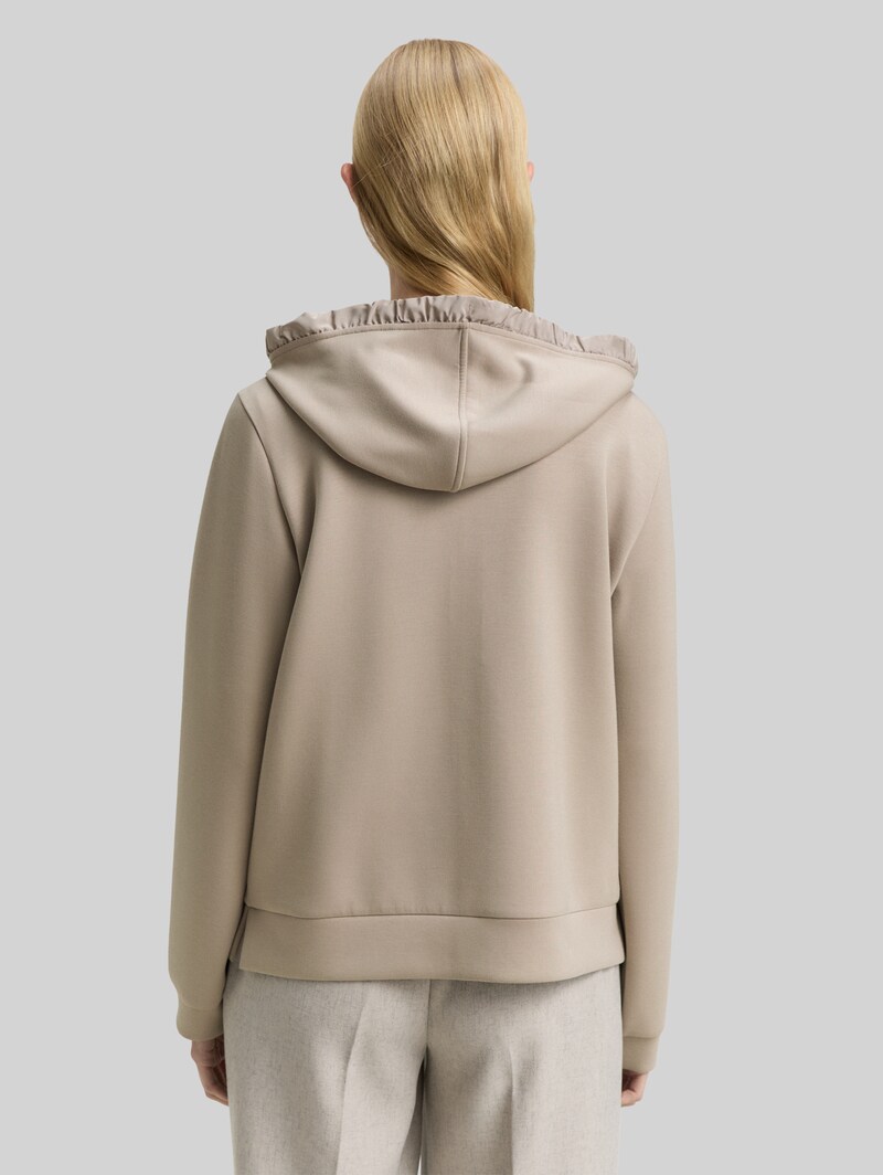 Tom Tailor Hoodie Sweatjacke aus Scuba - Soft Taupe Grey