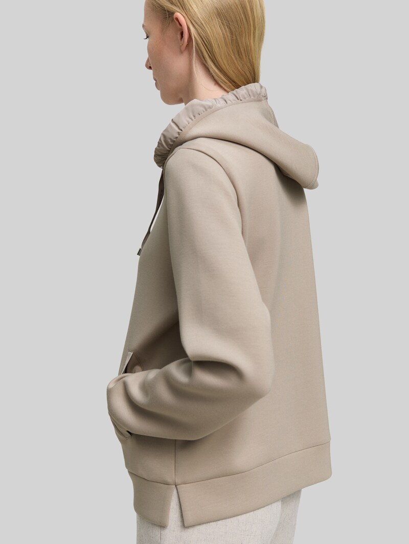 Tom Tailor Hoodie Sweatjacke aus Scuba - Soft Taupe Grey