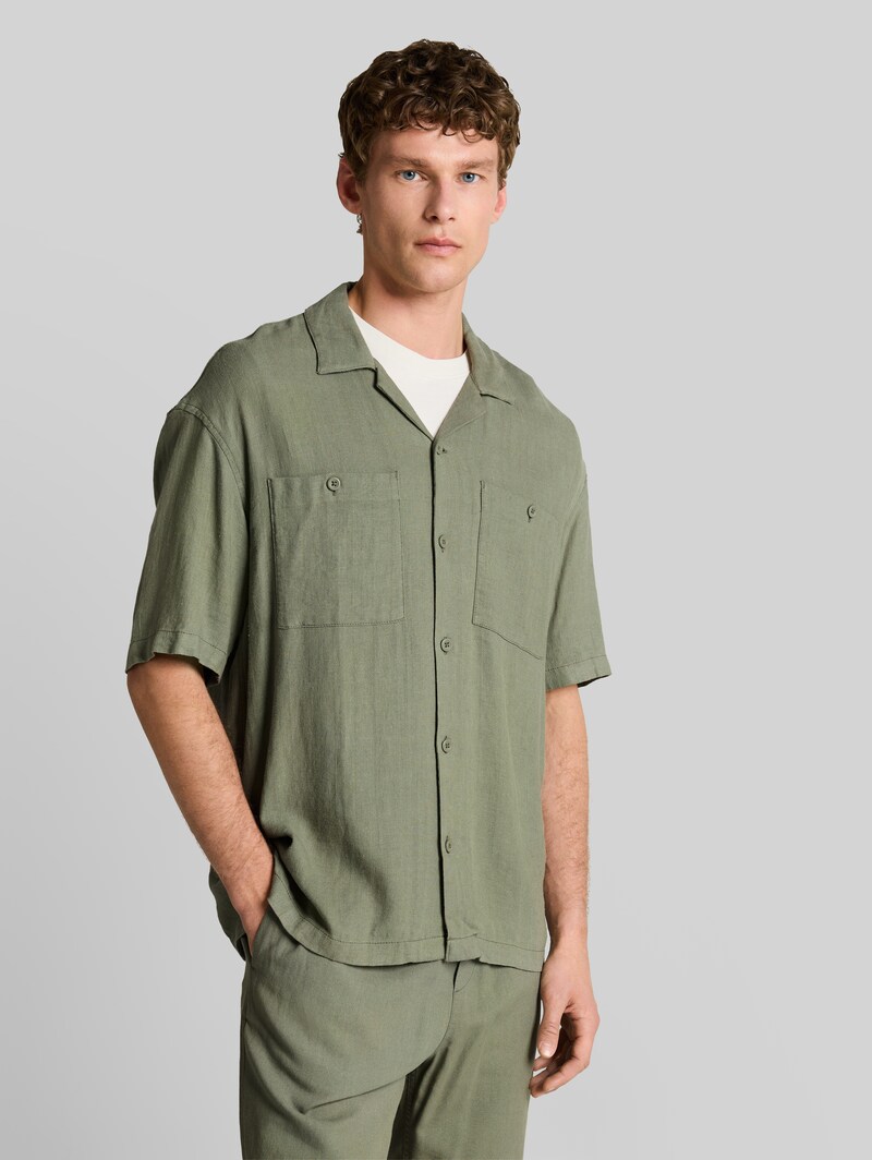 Tom Tailor Loose Fit Resort Hemd mit Leinenanteil - Sea Spray