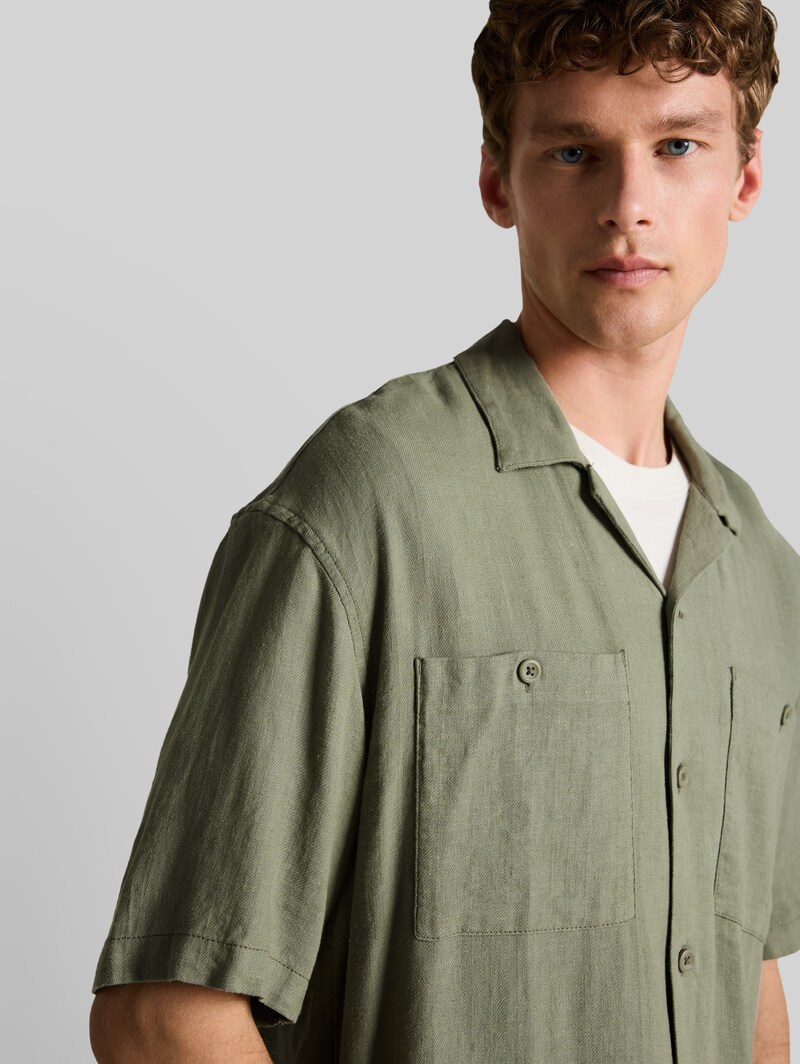 Tom Tailor Loose Fit Resort Hemd mit Leinenanteil - Sea Spray