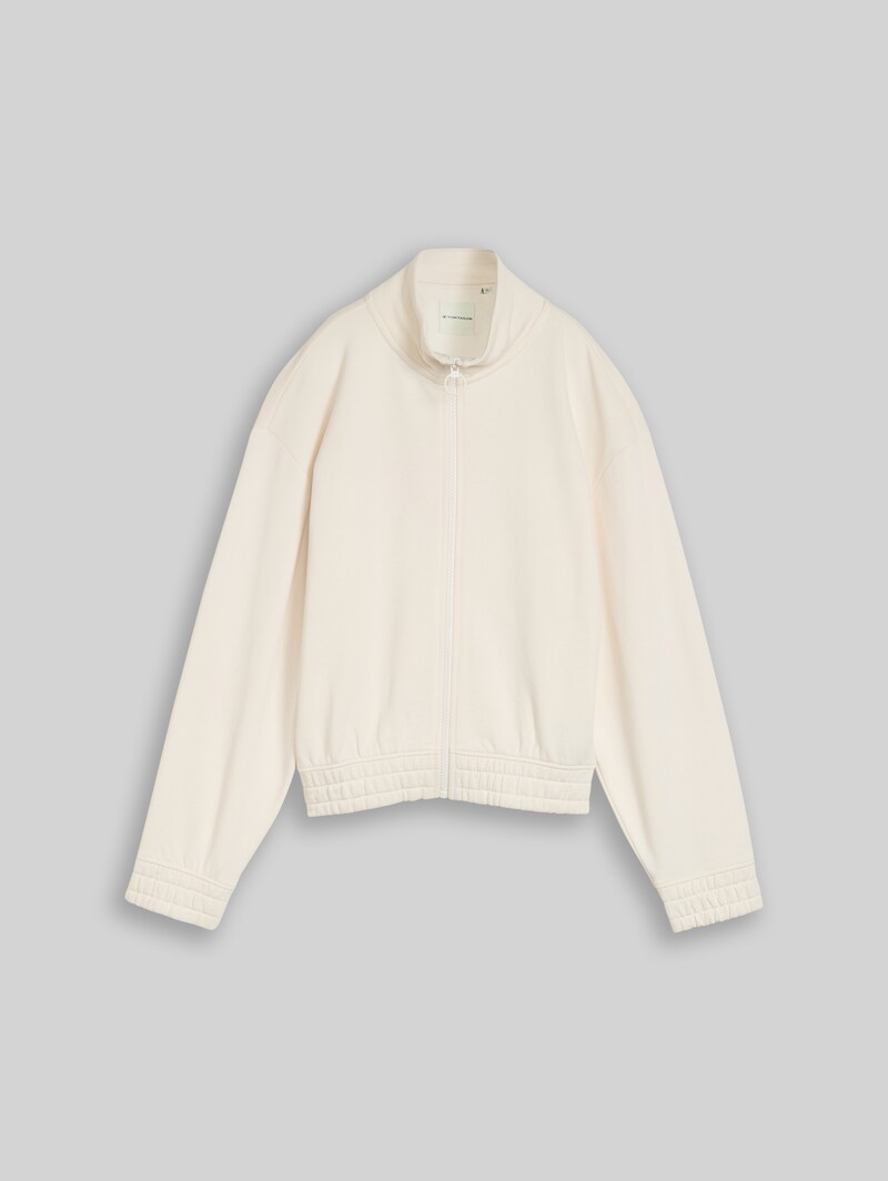 Tom Tailor Sweatjacke mit Stehkragen - Gardenia White