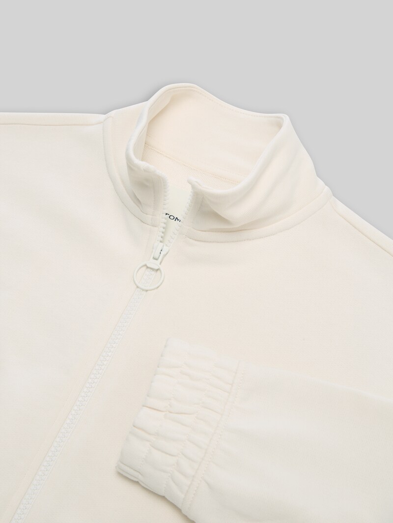 Tom Tailor Sweatjacke mit Stehkragen - Gardenia White