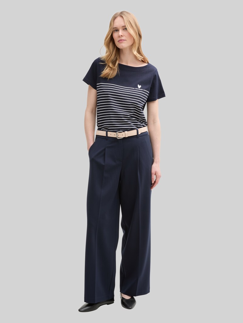 Tom Tailor T-Shirt mit Streifenmuster - Sky Captain Blue