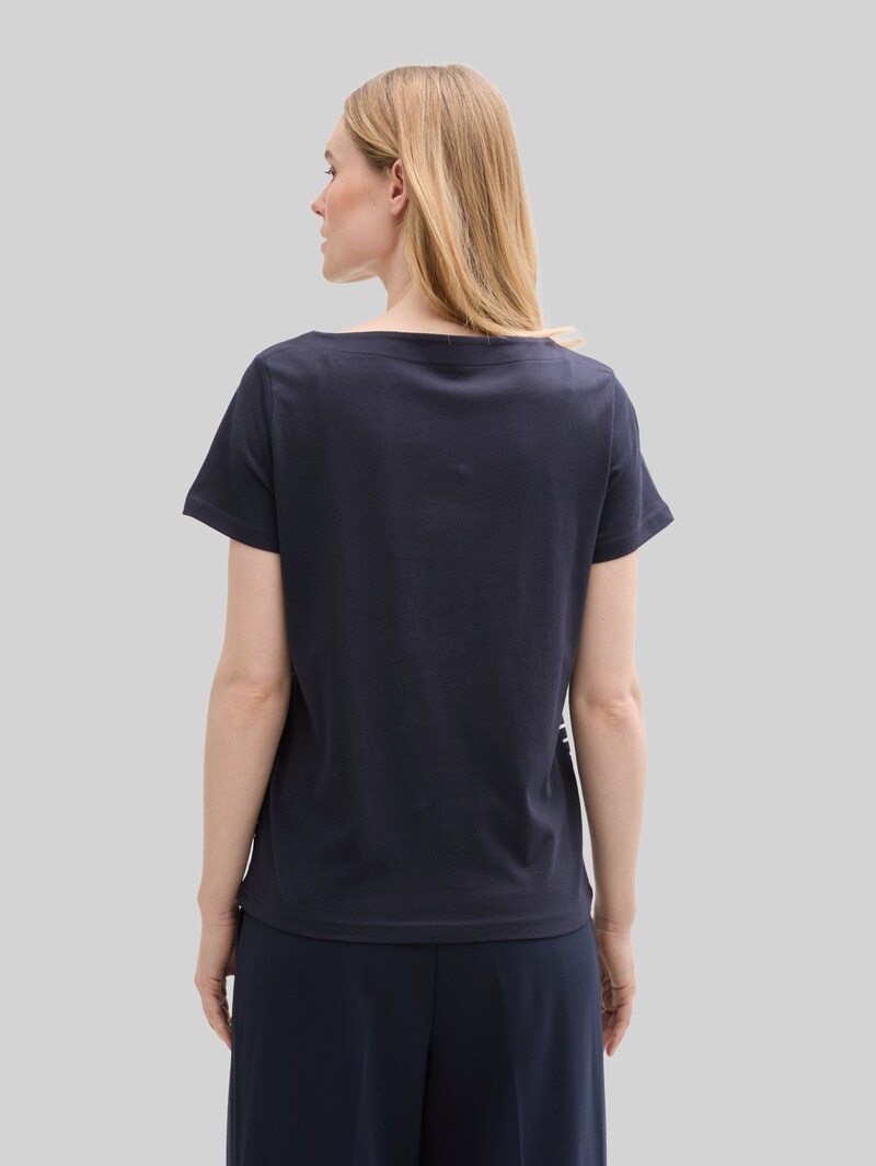 Tom Tailor T-Shirt mit Streifenmuster - Sky Captain Blue