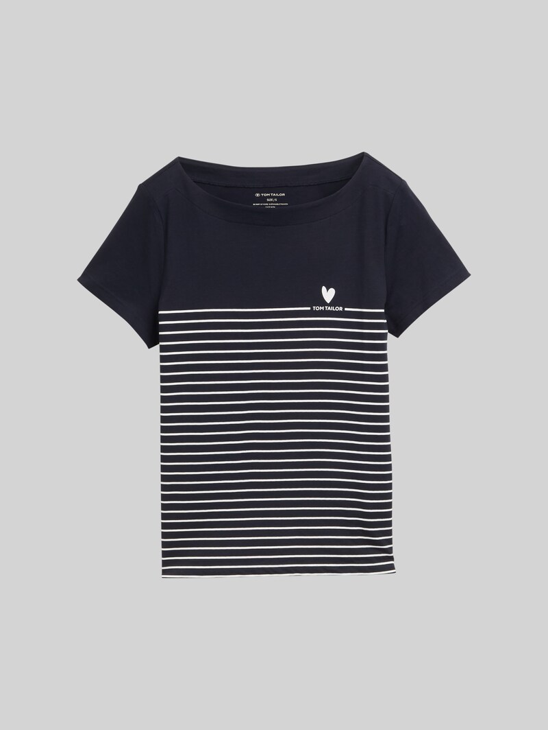 Tom Tailor T-Shirt mit Streifenmuster - Sky Captain Blue