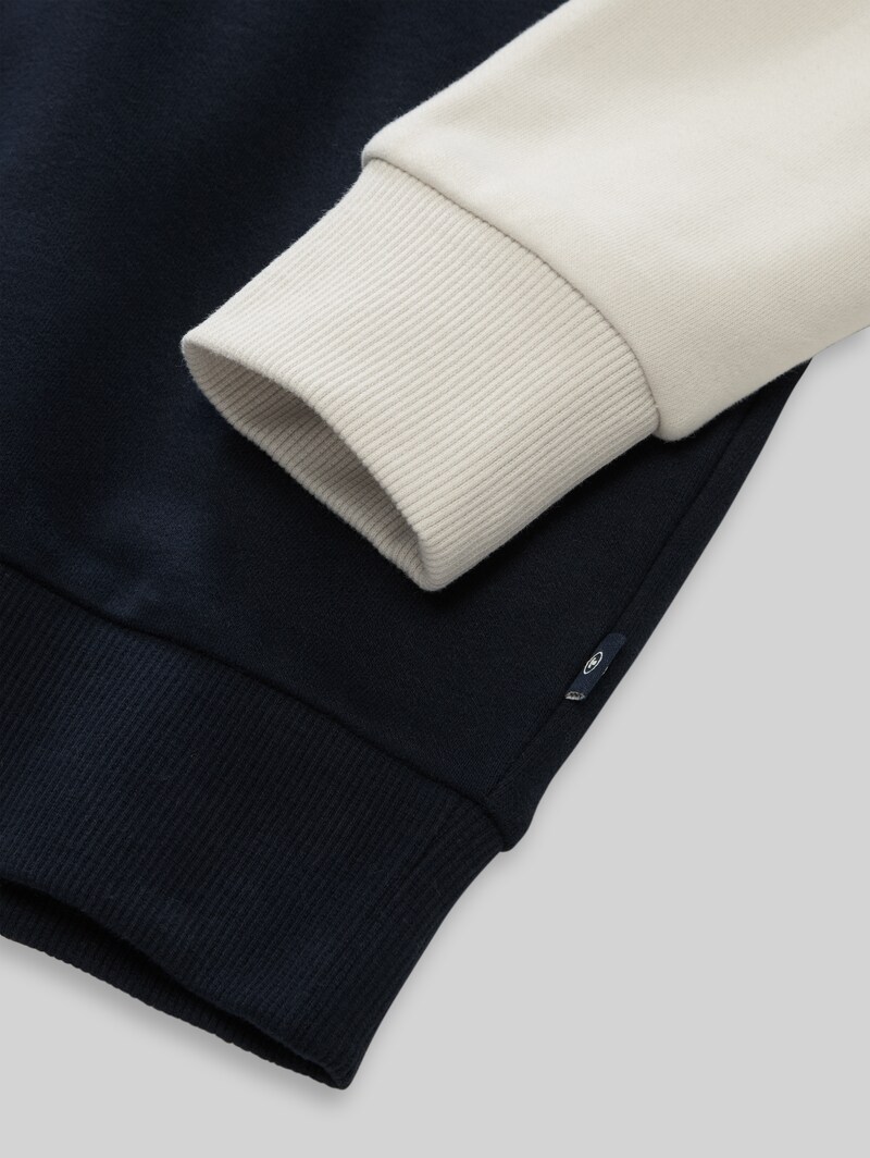 Tom Tailor Oversize Hoodie Sweatshirt im 2-in-1-Look mit Rückenprint - Sky Captain Blue