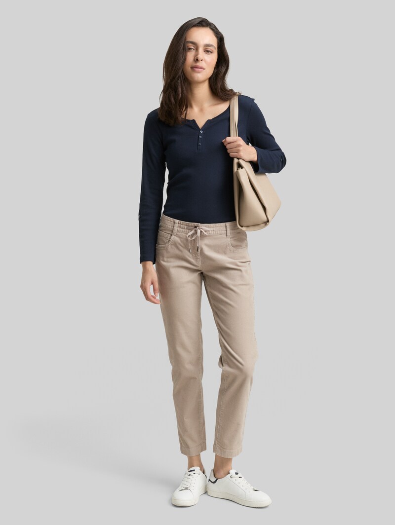 Tom Tailor Tapered Relaxed Cordhose - Soft Taupe Grey