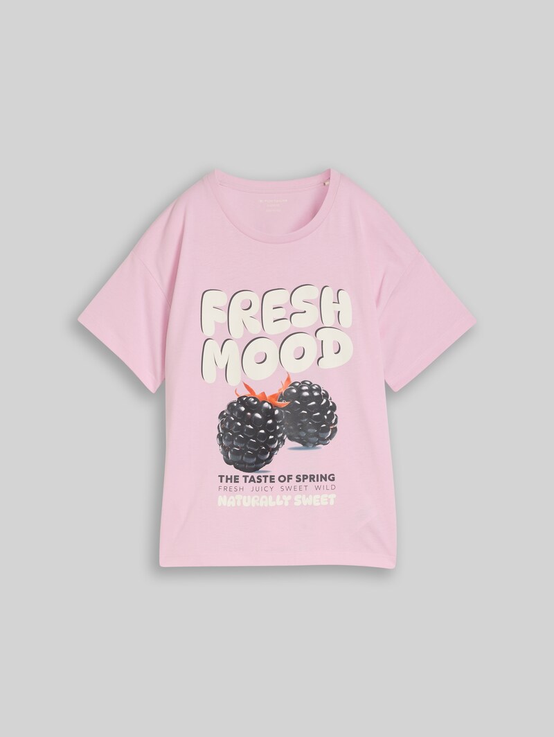 Tom Tailor Oversize T-Shirt mit Print - Cold Pink