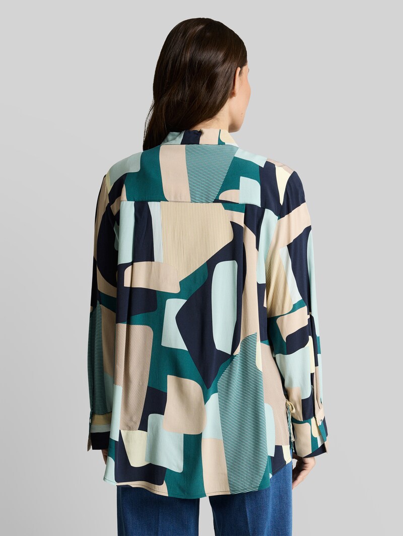 Tom Tailor Loose Fit Bluse mit Schleifen-Details - Abstract Stripe Print