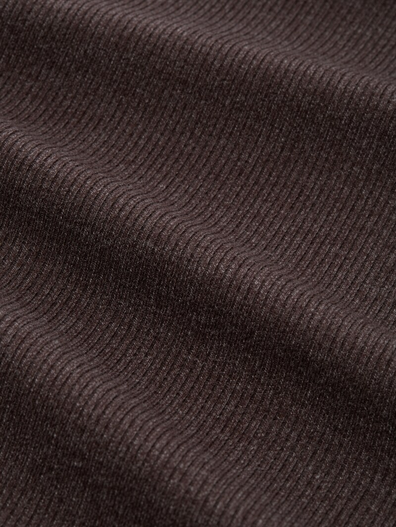 Tom Tailor Oversize Langarmshirt mit Rippstruktur - Java Dark Brown Melange