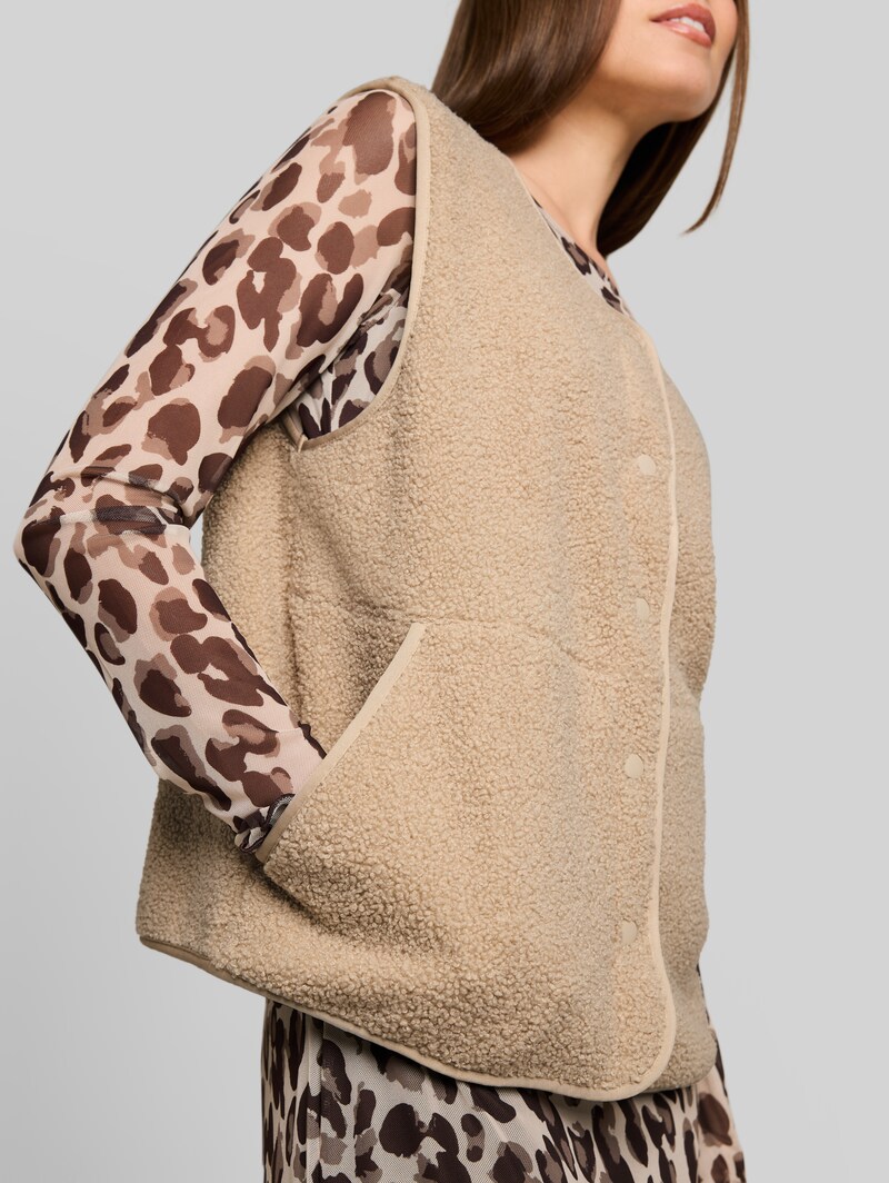 Tom Tailor Boxy Fit Teddy Weste mit Taschen - Gravel Beige