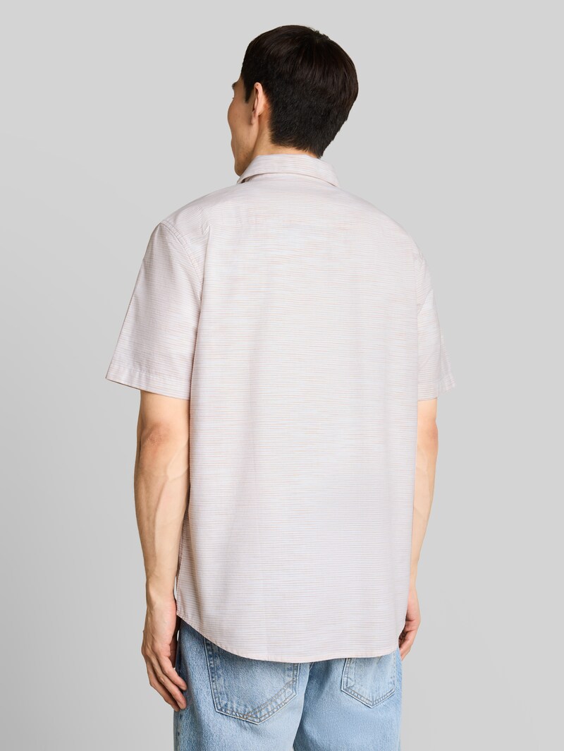 Tom Tailor Regular Fit Kurzarmhemd aus Baumwolle - Beige Irregular Structure
