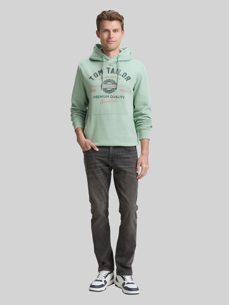 Tom Tailor Hoodie Sweatshirt mit Logo-Print - Dust Green