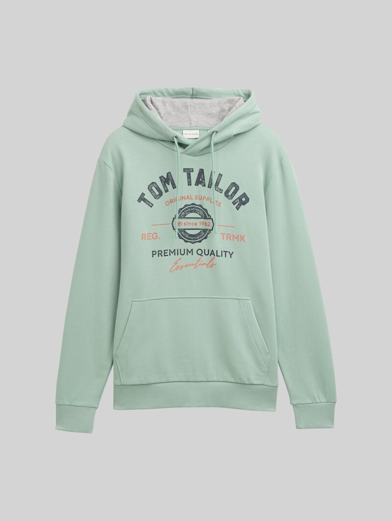 Tom Tailor Hoodie Sweatshirt mit Logo-Print - Dust Green