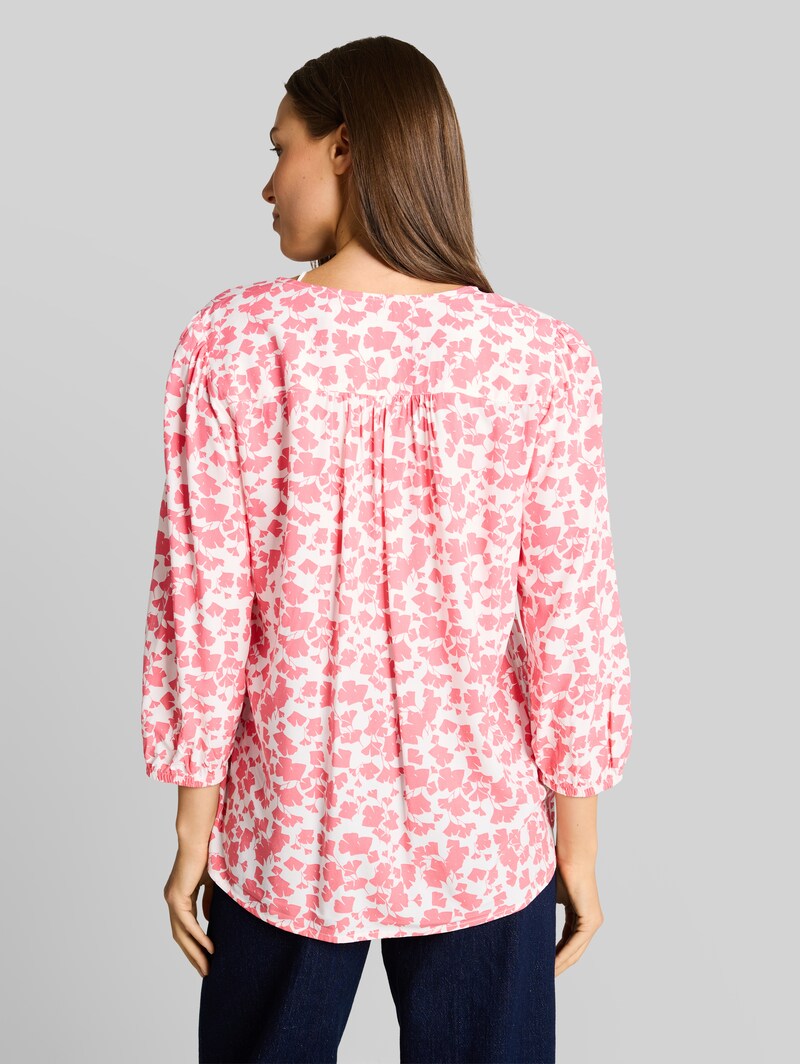 Tom Tailor Bluse aus Viskose - Coral Pink Ginkgo Minimal