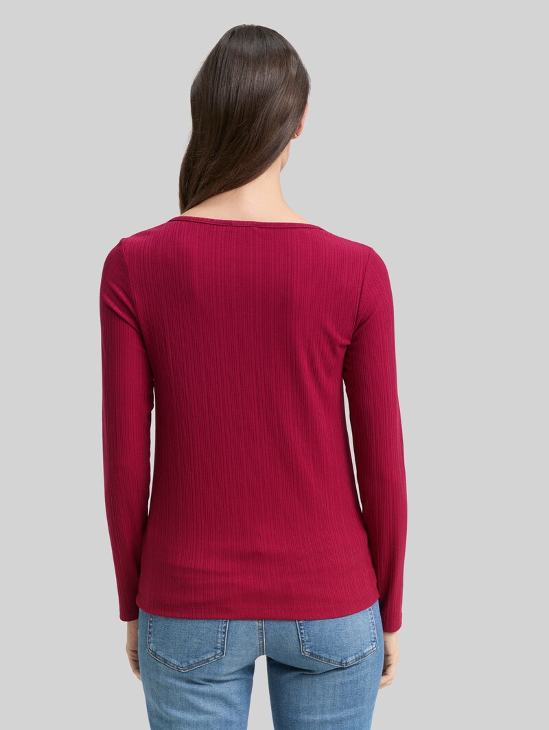 Tom Tailor Slim Fit Henley Langarmshirt - Rumba Red