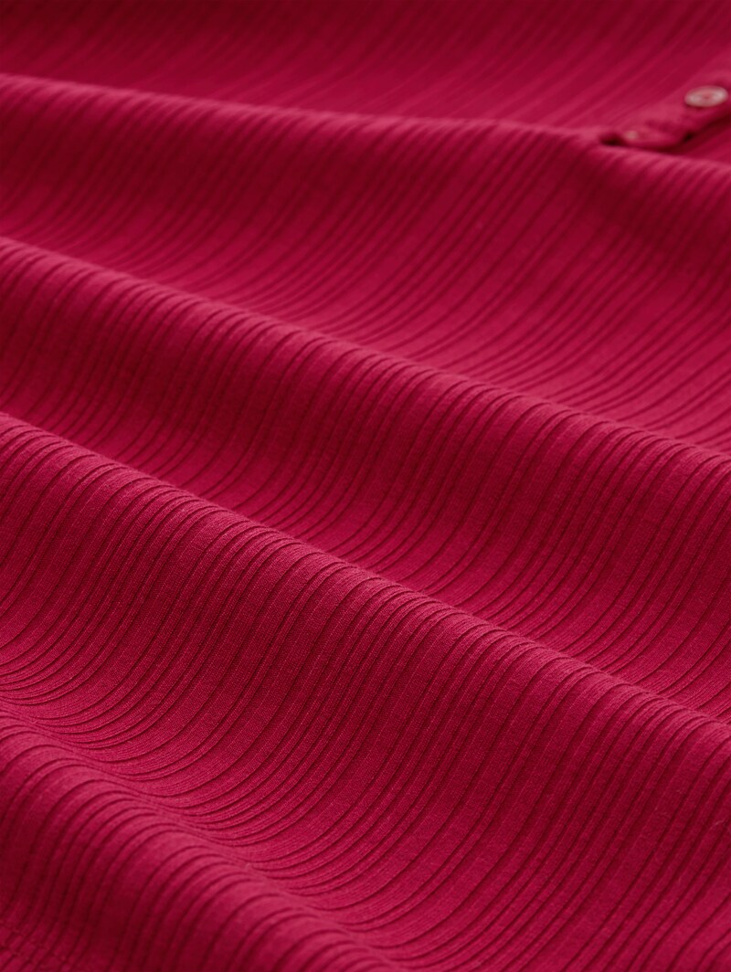 Tom Tailor Slim Fit Henley Langarmshirt - Rumba Red