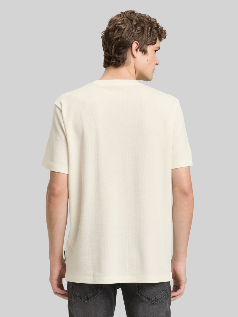Tom Tailor T-Shirt mit Waffelstruktur - Wool White