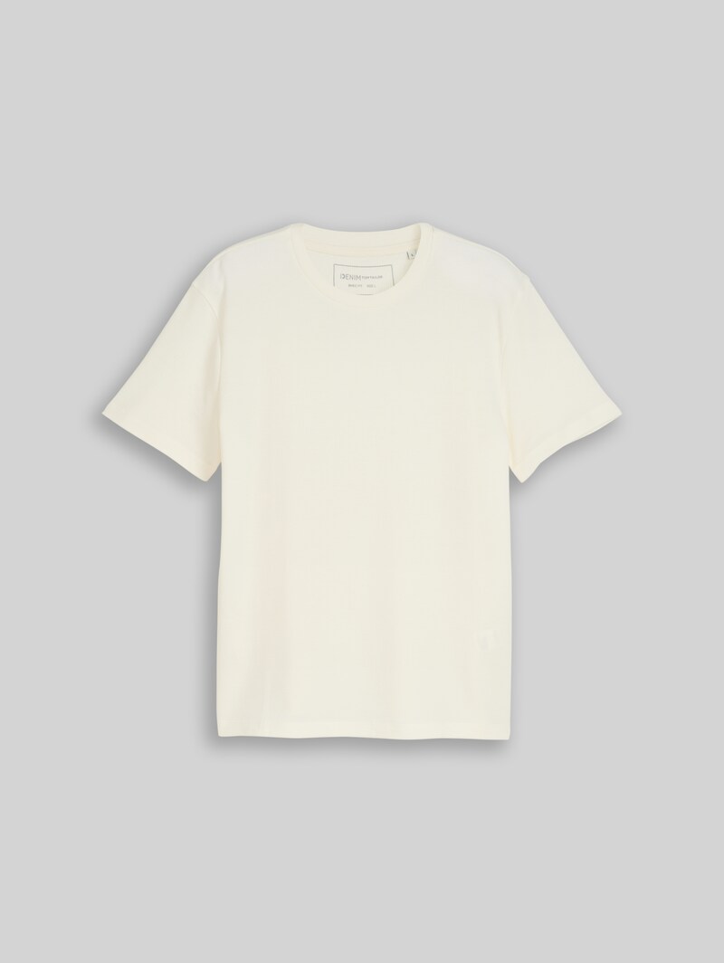 Tom Tailor T-Shirt mit Waffelstruktur - Wool White