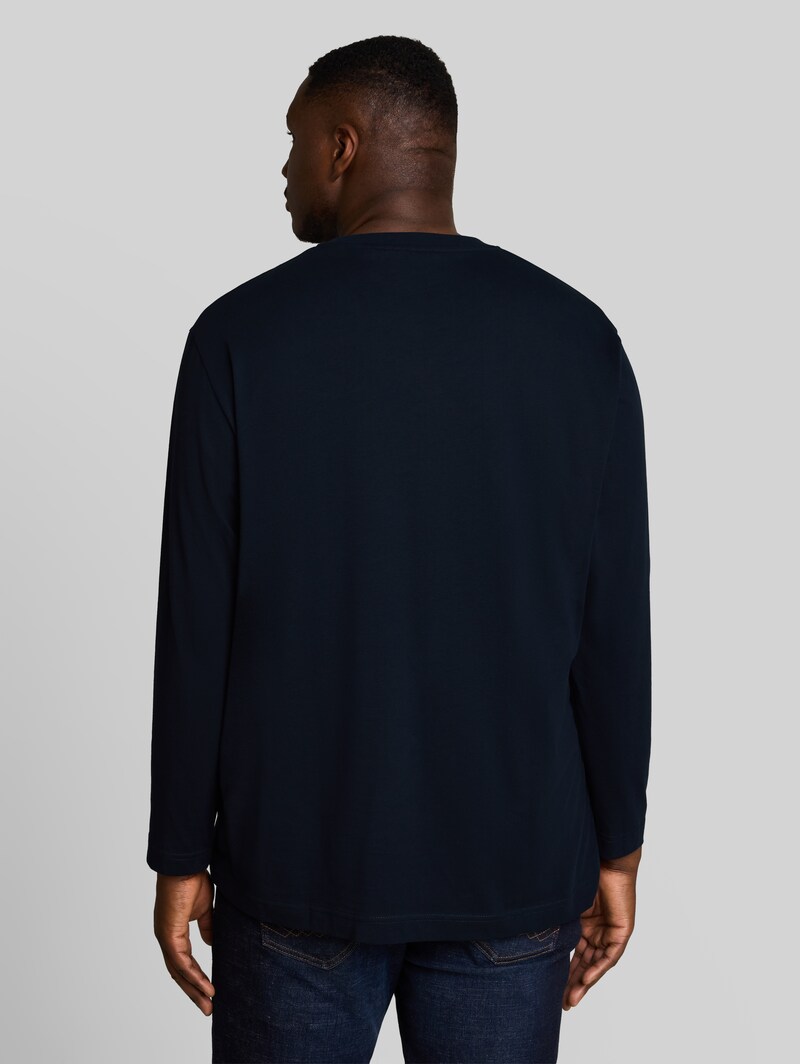 Tom Tailor Plus Size - Langarmshirt mit Logo-Print - Sky Captain Blue