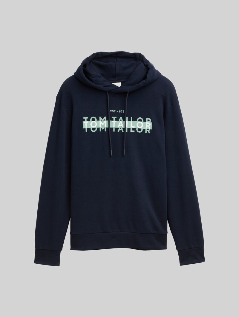 Tom Tailor Hoodie Sweatshirt mit Logo-Print - Sky Captain Blue