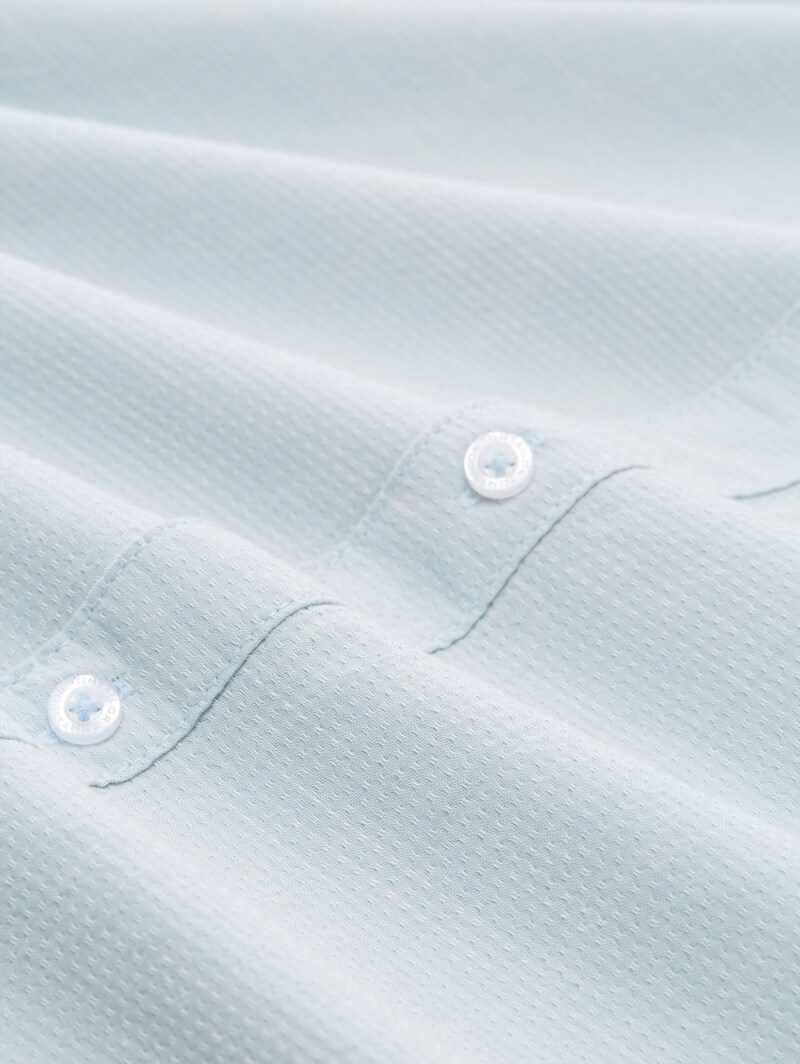 Tom Tailor Regular Fit Kurzarmhemd mit Brusttasche - Light Blue Structure