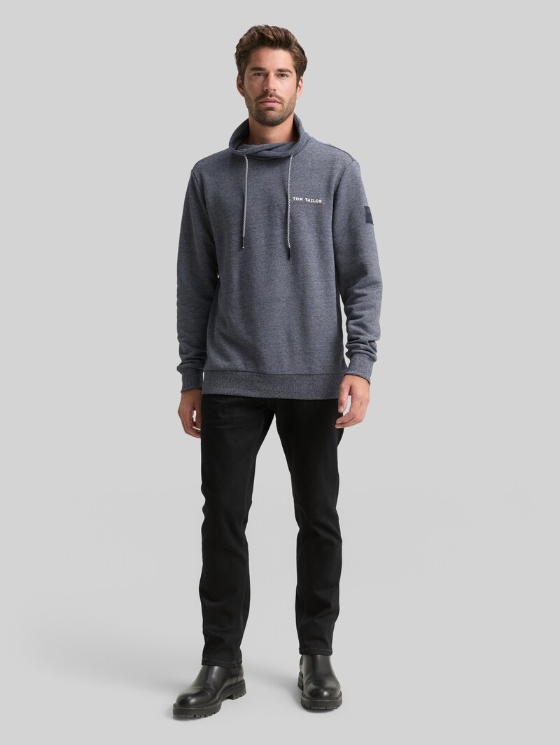 Tom Tailor Snood Sweatshirt mit Logo-Details - Navy Grindle Structure