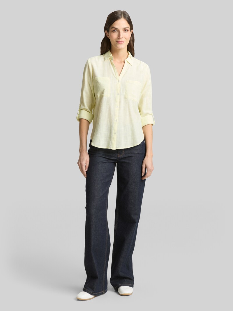 Tom Tailor Bluse mit Brusttaschen - Soft Lemon