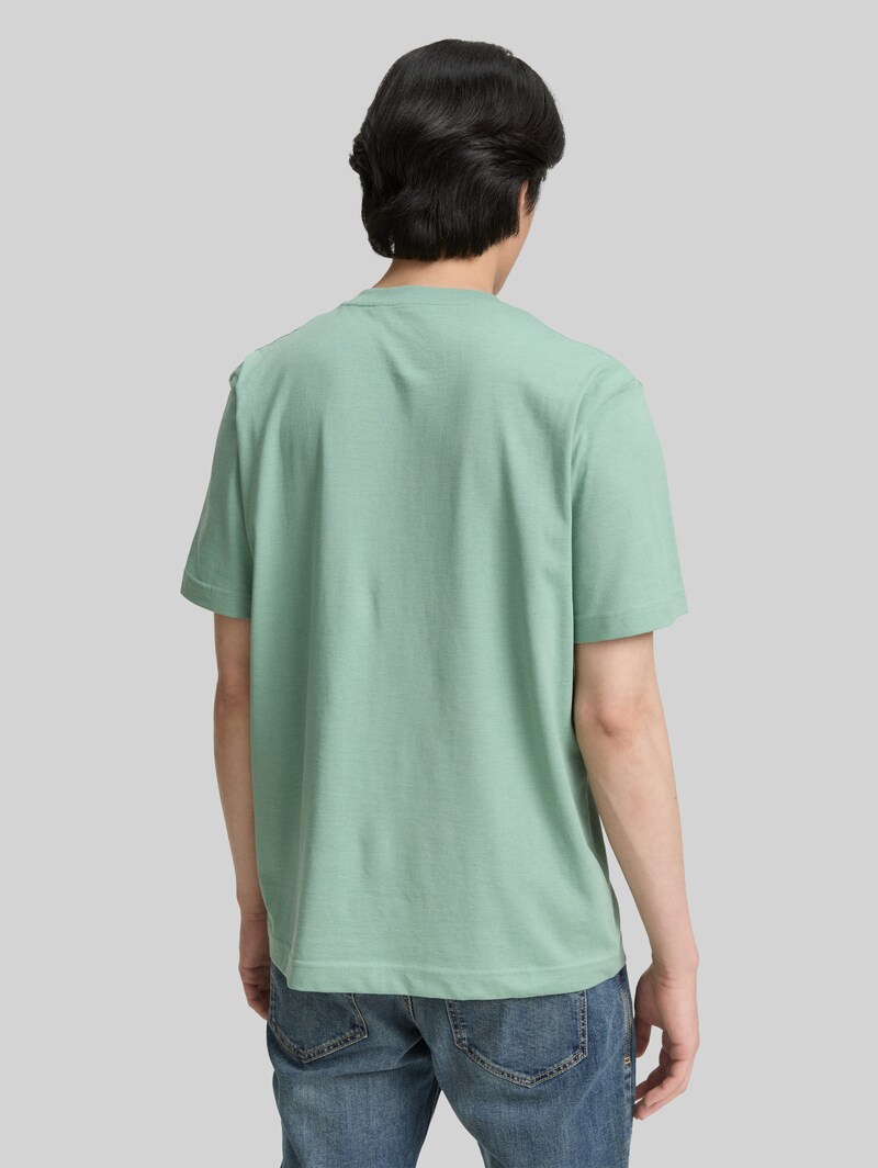 Tom Tailor Henley T-Shirt mit Brusttasche - Dust Green Melange
