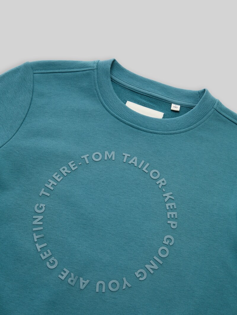 Tom Tailor Basic Sweatshirt mit Print - Pastel Teal
