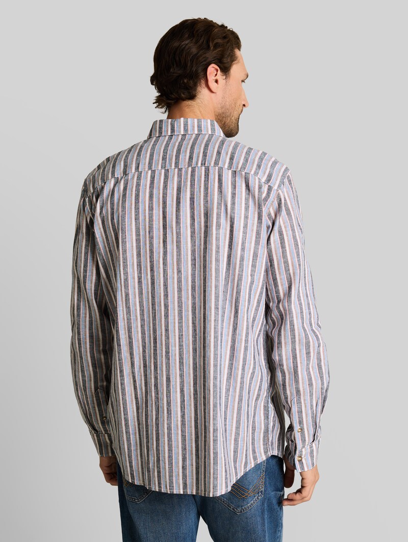 Tom Tailor Regular Fit Hemd mit Leinenanteil - Blue Multicolor Stripe