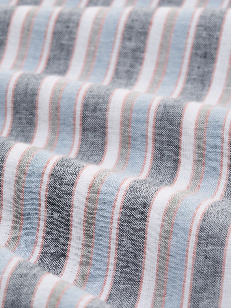 Tom Tailor Regular Fit Hemd mit Leinenanteil - Blue Multicolor Stripe