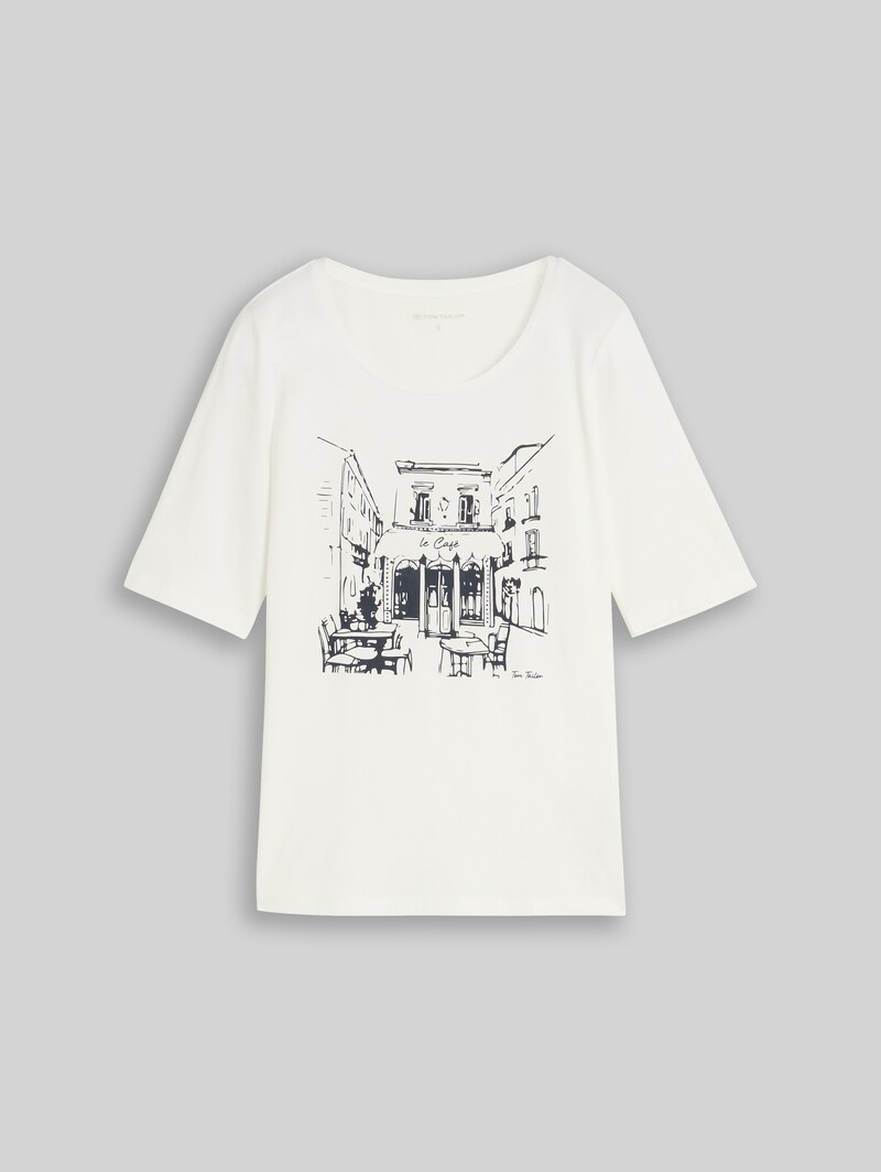 Tom Tailor Slim Fit T-Shirt mit Print - Whisper White