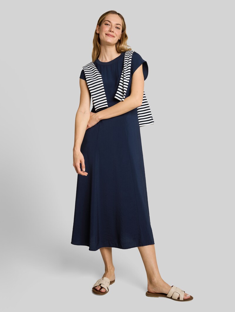 Tom Tailor Midi-Kleid mit Eingriffstaschen - Sky Captain Blue