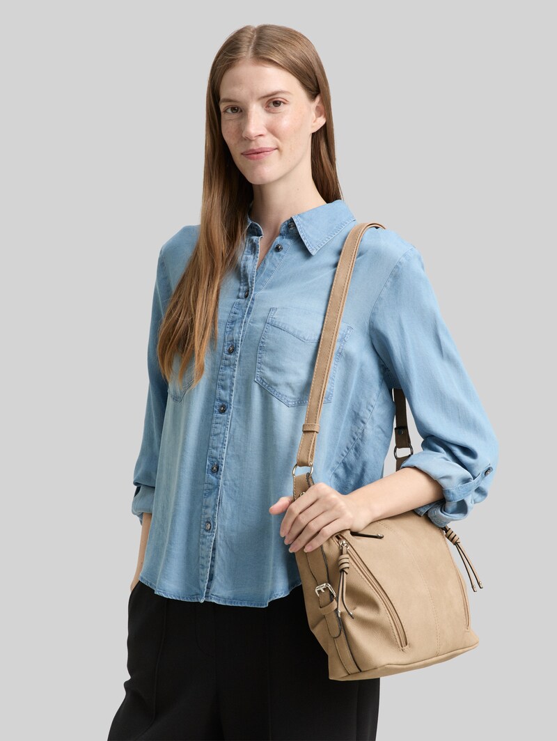 Tom Tailor TTCAIA M Umhängetasche mit Reißverschluss-Details - Taupe / Taupe