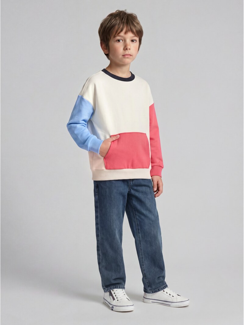 Tom Tailor Oversize Sweatshirt mit Kängurutasche - Greyish White