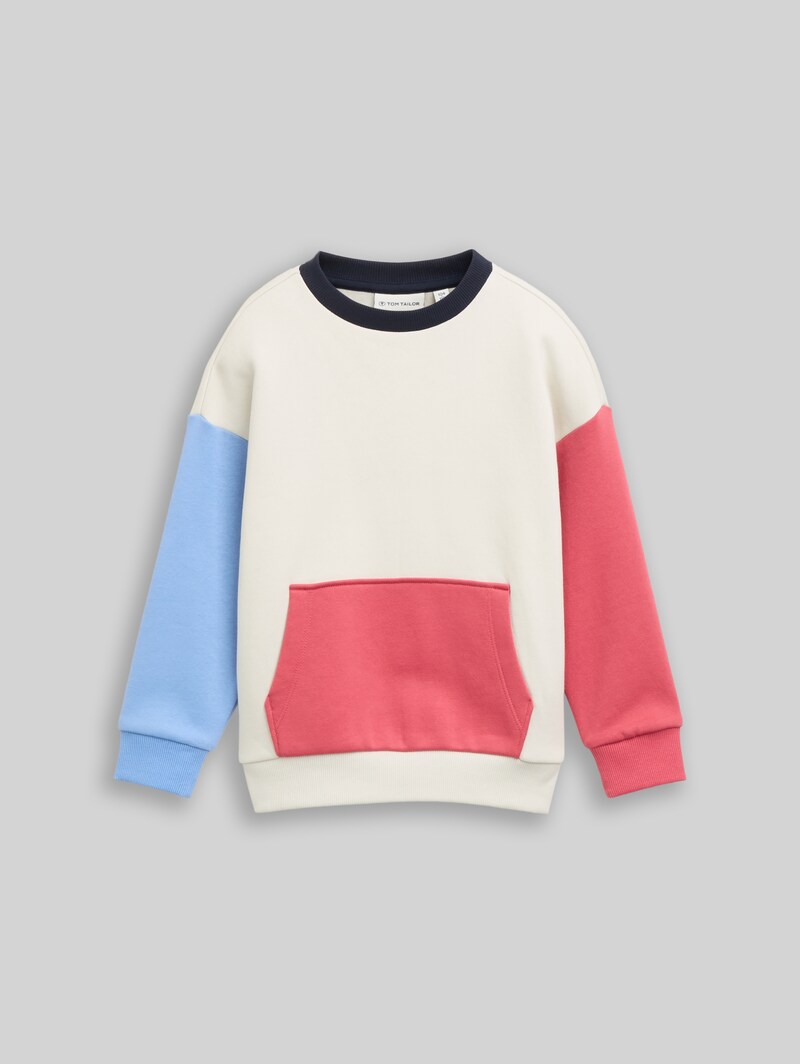 Tom Tailor Oversize Sweatshirt mit Kängurutasche - Greyish White