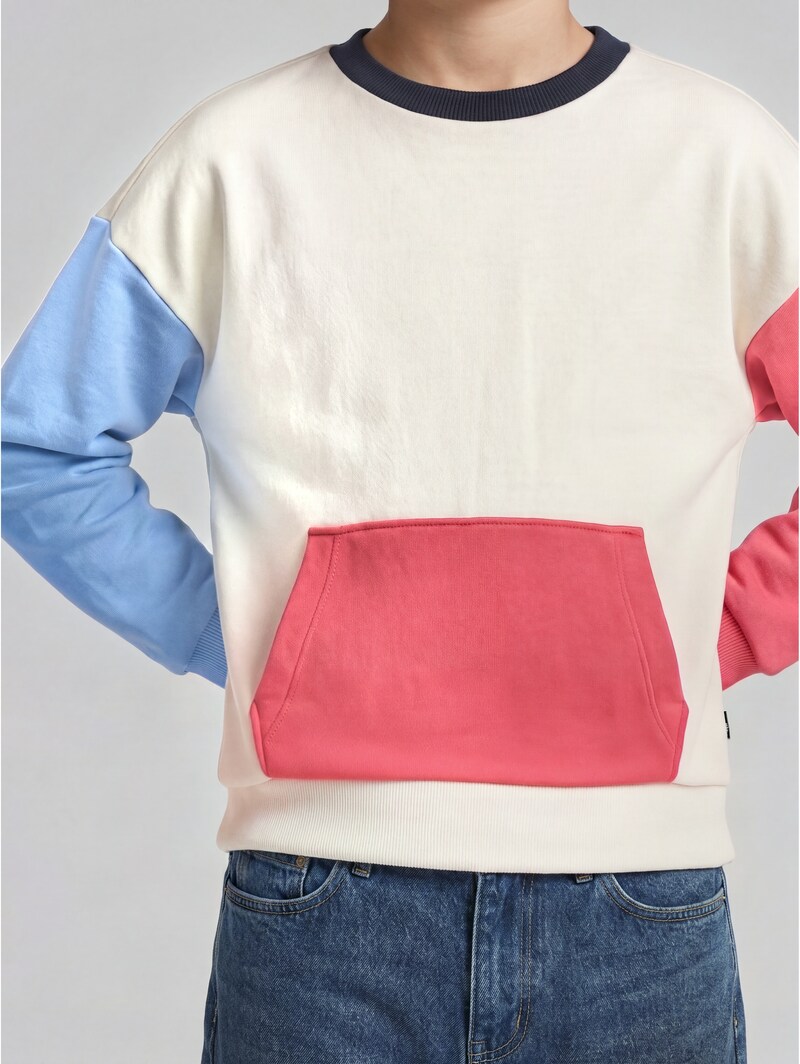 Tom Tailor Oversize Sweatshirt mit Kängurutasche - Greyish White