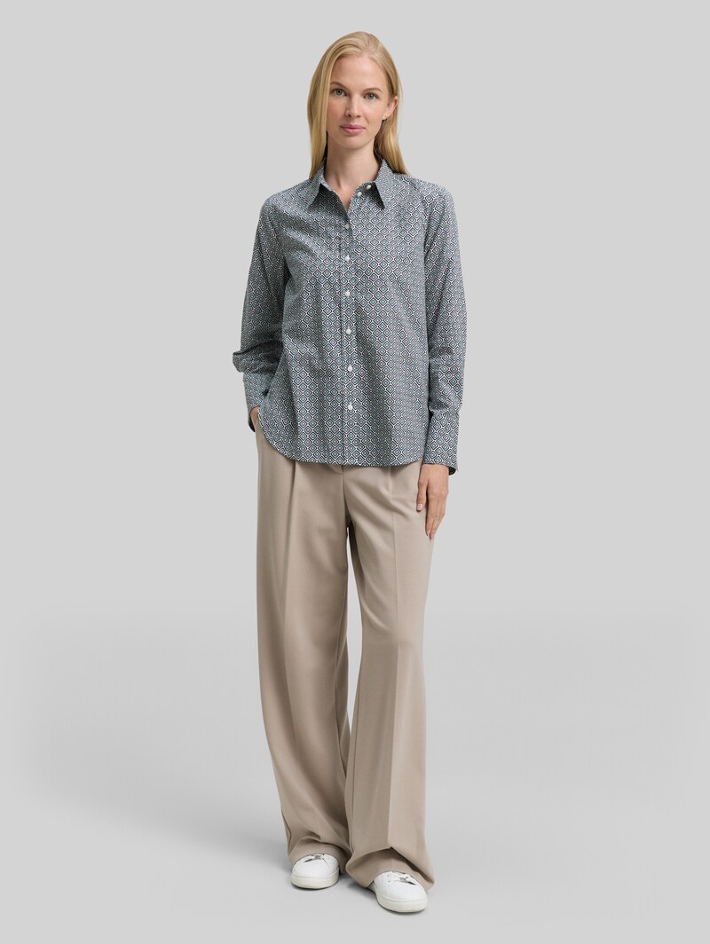 Tom Tailor Hemdbluse mit Muster - Teal Offwhite Geometric Design