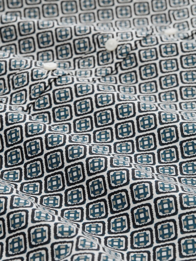 Tom Tailor Hemdbluse mit Muster - Teal Offwhite Geometric Design
