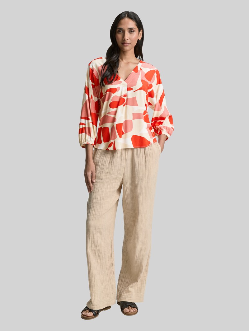 Tom Tailor Bluse mit Muster - Red Dots And Shapes Design