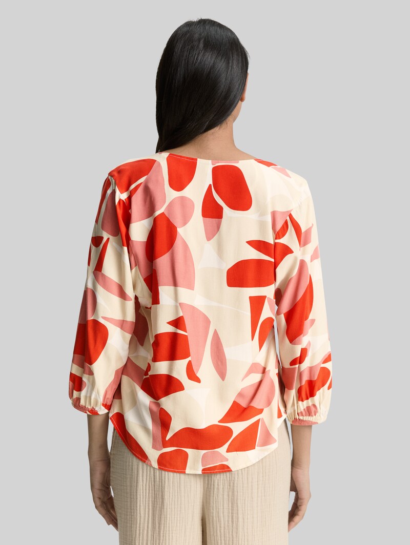 Tom Tailor Bluse mit Muster - Red Dots And Shapes Design